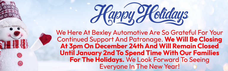 We here at Bexley Automotive are so grateful for your continued support and patronage. We will be closing at 3pm on December 24th and will remain closed until January 2nd to spend time with our families for the holidays.We look forward to seeing everyone in the New Year!